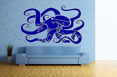 Wall Vinyl Sticker Decal Octopus Sea Ocean Marine Decor Sand Beach House Unique Gift (m484)