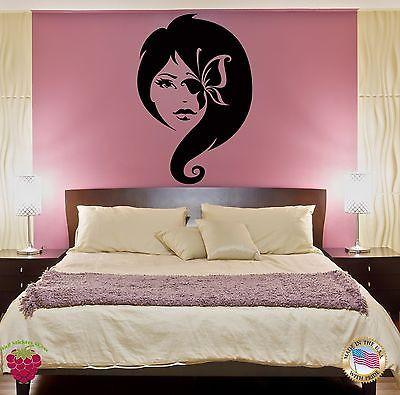 Wall Sticker Beautiful Girl Woman Female And Butterfly Decor For Bedroom Unique Gift z1509