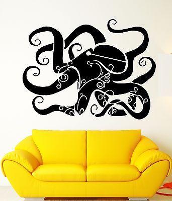 Wall Vinyl Sticker Decal Octopus Sea Ocean Marine Decor Sand Beach House Unique Gift (m484)