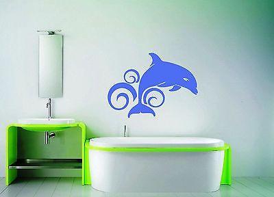 Wall Stickers Vinyl Decal Bathroom Dolphin Animal Ocean Wave Unique Gift ig1373