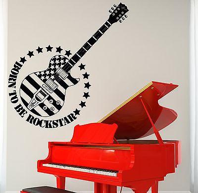 Wall Vinyl Music Guitar Rock US Flag Guaranteed Quality Decal Unique Gift (z3497)