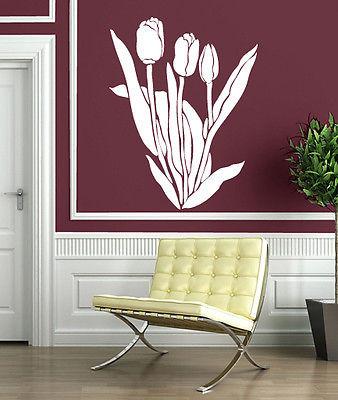Wall Vinyl Sticker Decal Gift Bouquet of Tulips Beautiful Spring Flowers Unique Gift (n330)