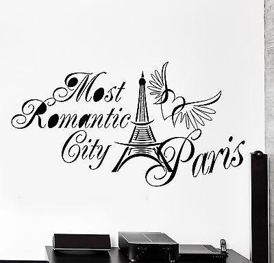 Wall Decal Paris France Eiffel Tower Quote Romantic City Vinyl Decal Unique Gift (z3132)