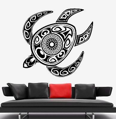 Wall Decal Turtle Tortoise Animal Tribal Ornament Mural Vinyl Decal Unique Gift (z3172)