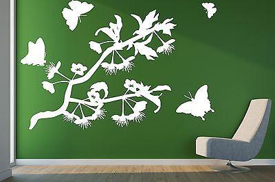 Wall Sticker Vinyl Decal Butterflies Flit Lovely Aroma Flowers Unique Gift (n101)