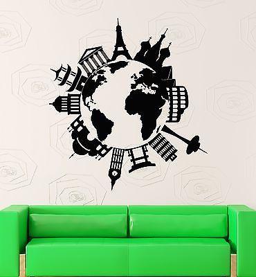 Wall Stickers Vinyl Decal Map Of The Famous Places Travel Coolest Decor  Unique Gift z1577