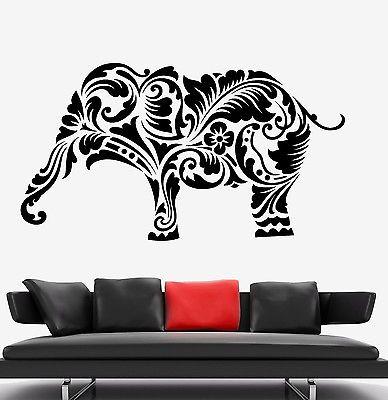 Wall Vinyl Elephant Africa Animal Ornament Mural Vinyl Decal Unique Gift (z3331)