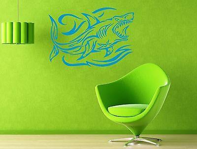 Wall Stickers Shark and Waves Ocean Predator Marine Art Mural Vinyl Decal Unique Gift (m288)