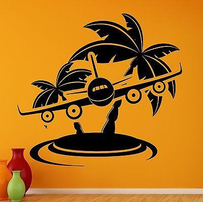 Wall Stickers Ocean Isle Beach Palm Airplane Travel Vinyl Decal Unique Gift (ig2410)