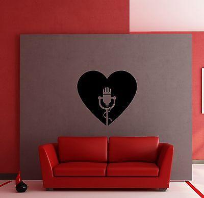 Wall Sticker Music Hearts Singer Microphone for Living Room Unique Gift z1258