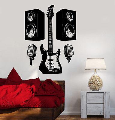 Wall Vinyl Music Rock Guitar Microphone Guaranteed Quality Decal Unique Gift (z3528)