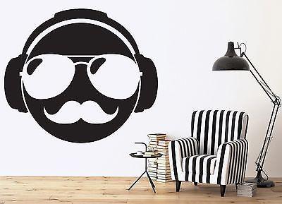 Wall Decal Vinyl Sticker Mustache Glasses Pilots DJ Headphones Unique Gift (n291)