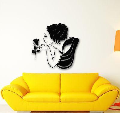 Wall Stickers Vinyl Decal Beautiful Sexy Woman with Rose Unique Gift (ig597)