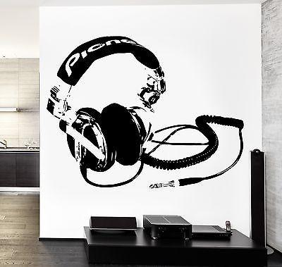 Wall Vinyl Music Headphones Head Phones Earphones Decal Unique Gift z3581