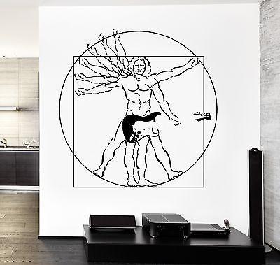 Wall Vinyl Music Da Vinci Vitruvian Man  Guitar Guaranteed Quality Decal Unique Gift z3558