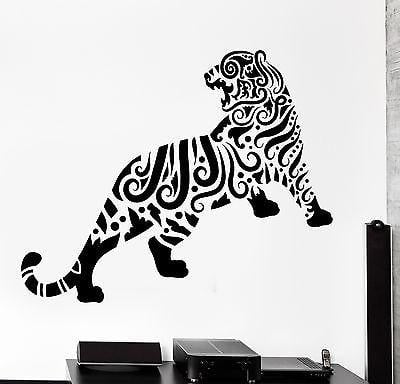 Wall Decal Tiger Animal Floral Ornament Tribal Mural Vinyl Decal Unique Gift (z3308)