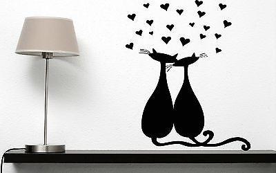 Wall Vinyl Sticker Decal Romantic Love Cats Heart Hugs Decor Unique Gift (n105)