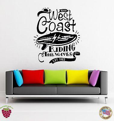 Wall Stickers Vinyl Decal Serf Serfing West Coast Riding The Waves Ocean (z1892)