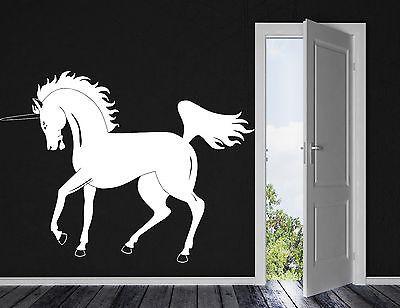 Wall Sticker Vinyl Decal Unicorn Beautiful Horse Mane Powerful Tail and Hooves Unique Gift (n145)