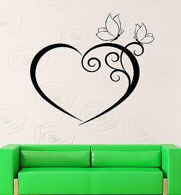 Wall Sticker Vinyl Decal Heart And Butterfly Romantic Bedroom Decor  Unique Gift (z1005m)