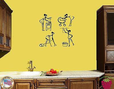 Wall Vinyl Stickers Girl Cooking Cleaning  Housewife Cool Modern Decor  z1568