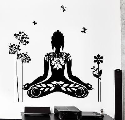 Buddha Wall Sticker Meditation Mantra Flower Butterfly Yoga Vinyl Decal Unique Gift (z2892)