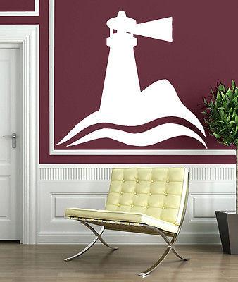 Wall Vinyl Sticker Coast Lighthouse Ships Floating Sea Beacon Decor Unique Gift (n328)