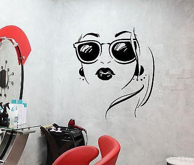 Wall Decal Beauty Salon Girl Haircut Glasses Appearance Vinyl Stickers Unique Gift (ed051)