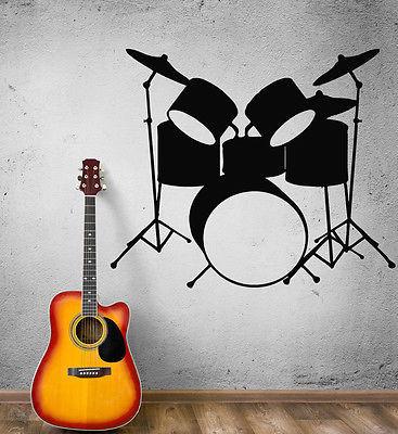 Wall Stickers Vinyl Decal Drums Musical Instruments Music Rock Pop Art ...