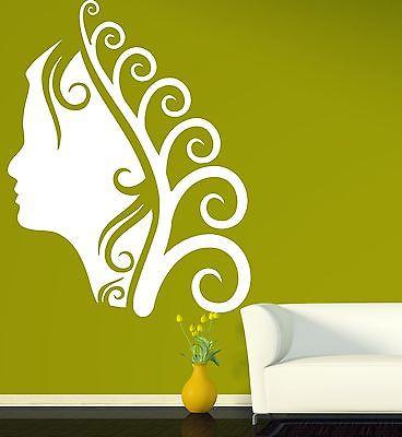 Wall Sticker Vinyl Decal Spa Salon Hairstyle Makeup Curls Beautiful Lady Unique Gift (n285)