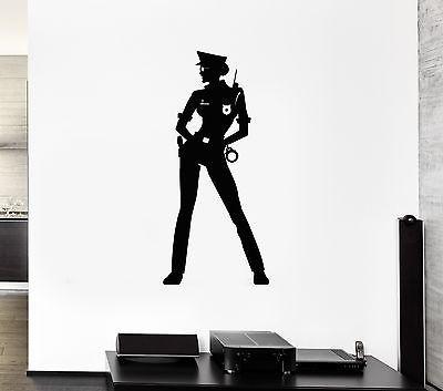 Wall Decal Police Girl Law Uniform Beautiful Handcuffs Vinyl Stickers Unique Gift (ed018)