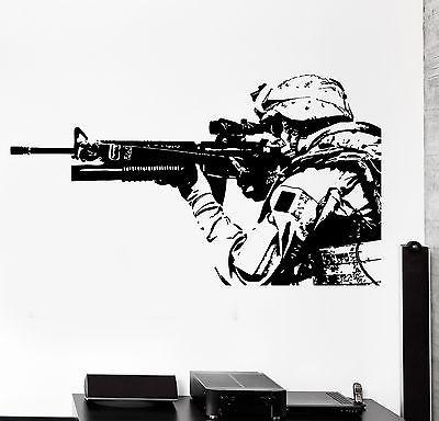 Wall Vinyl US Soldier Marine Seal Rifle M16 Guaranteed Quality Decal Unique Gift (z3431)