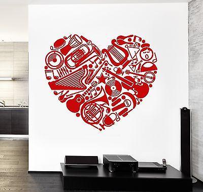 Wall Vinyl Music Hearts I Love Heart Guaranteed Quality Decal Unique Gift (z3564)
