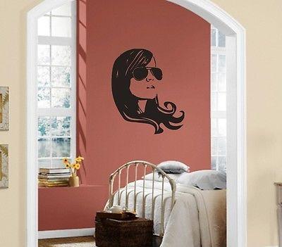 Wall Stickers Vinyl Decal Sexy Beautiful Girl Hairstyle Glasses  (ig1021)