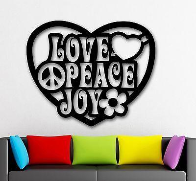 Wall Stickers Vinyl Decal Love Joy Peace Pacifism Hippie Unique Gift (ig1768)