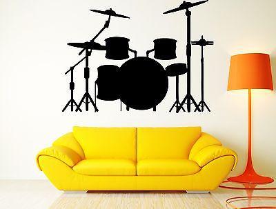 Wall Sticker Music Drums Rock Cool Pop Art For Living Room Unique Gift (z2603)