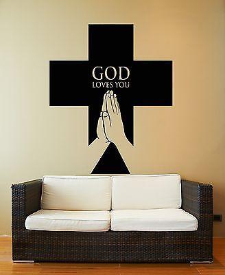 Wall Stickers Vinyl Decal God Cross Praying Symbol Religion Religious  Unique Gift (z1996)