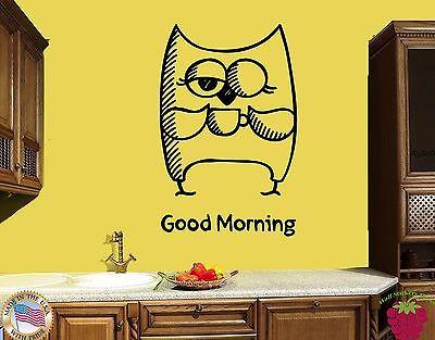 Wall Stickers Vinyl Decal Owl Drinking Coffee Good Morning Funny Unique Gift (z1794)