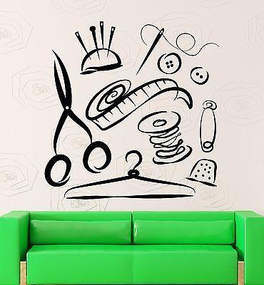 Wall Stickers Tailor Sewing Atelier for Women Scissors Vinyl Decal Unique Gift (ig2429)