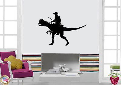 Vinyl Decal Wall Stickers Cowboy Riding Dinosaur Funny Decor For Living Room Unique Gift (z1691)