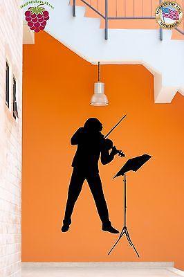 Vinyl Wall Deval Music Man Playing Violin Notes For Living Room (z1683)