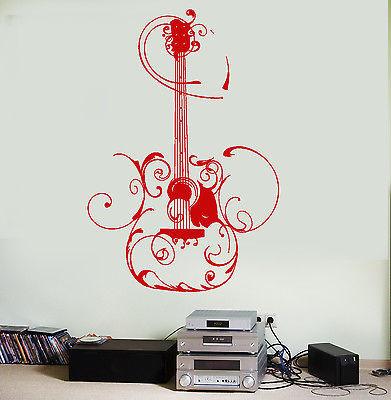 Wall Vinyl Music Guitar Flower Song Singing Guaranteed Quality Decal Unique Gift (z3536)