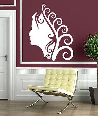 Wall Sticker Vinyl Decal Spa Salon Hairstyle Makeup Curls Beautiful Lady Unique Gift (n285)