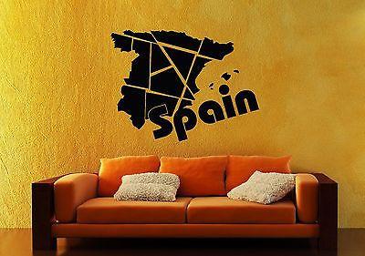 Wall Stickers Vinyl Decal Spain Europe Travel Map Geography ig1491