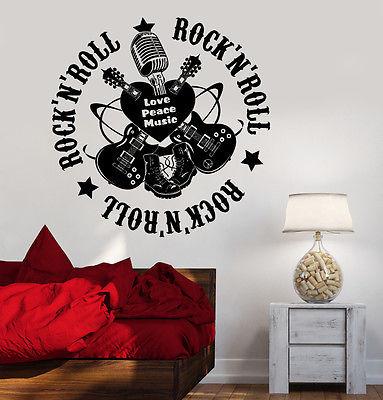 Wall Vinyl Music I Love Rock`n`Roll Guitar Guaranteed Quality Decal Unique Gift (z3503)