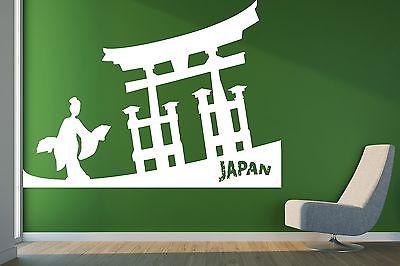 Wall Sticker Vinyl Decal Japanese Girl Kimono Fan in Hands Gate to Asia Unique Gift (n167)