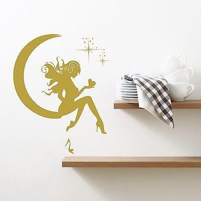 Wall Sticker Vinyl Decal Girl Fairy Moon Star Dreams Teen Decor  Unique Gift (z1082)