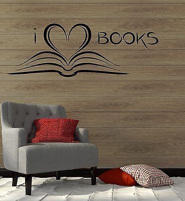 Wall Stickers Book Library Reading Bookworm Bookstore Art Mural Decal Unique Gift (ig2092)