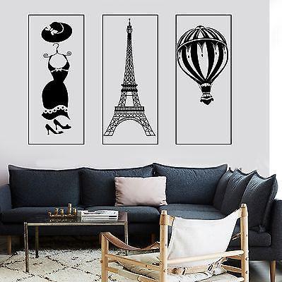 Wall Mural Paris Eiffel Tower Fashion Dress Romantic Hot Air Balloon  Unique Gift z2857