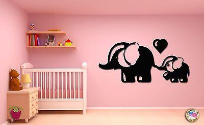 Vinyl Decal Wall Stickers Elephant Mother And Baby Heart Love Unique Gift (z1612)